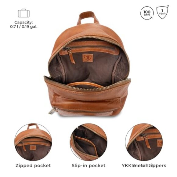 Vintage Genuine Leather Backpack Purse, Small Lightweight Women\'s Bag main image 6